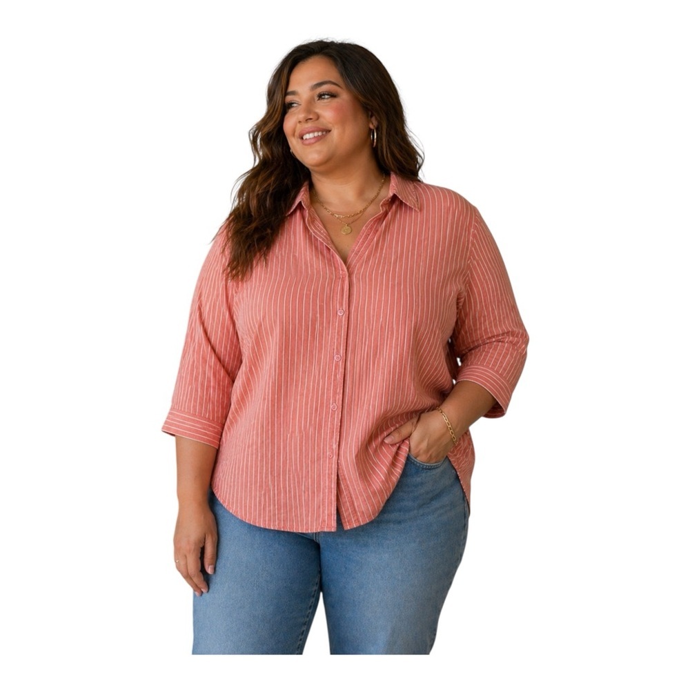 Basic Editions Coral Button Down Shirt. Size 2X.